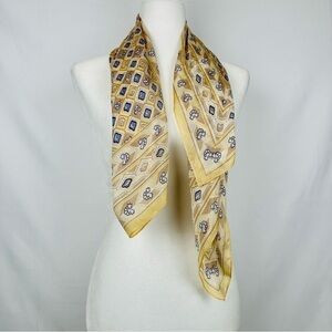 Vintage Favolosa 100% Silk Scarf - Gold, Yellow, Lavender, Ivory 36" x 34"